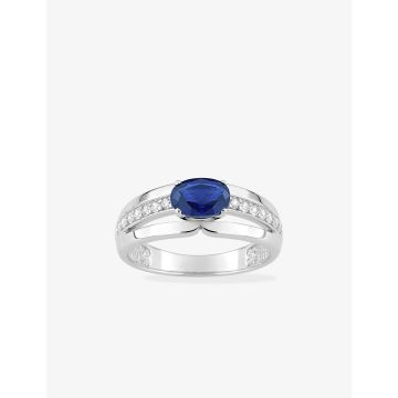 Bague oxyde de ziconium bleu+blanc argent 925 rhodié