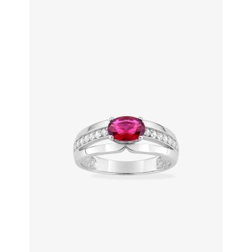 Bague oxyde de ziconium rouge+blanc argent 925 rhodié