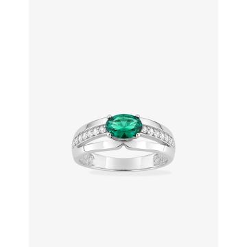 Bague oxyde de ziconium vrt+blanc argent 925 rhodié