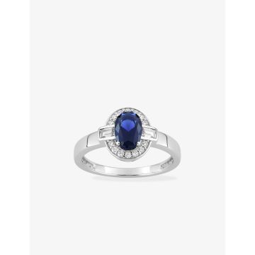 Bague oxyde de ziconium bleu+blanc argent 925 rhodié