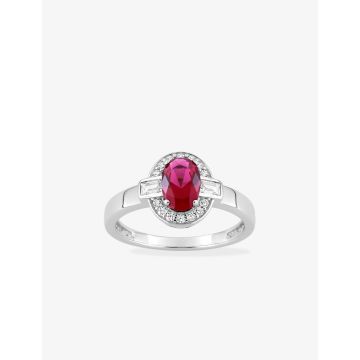 Bague oxyde de ziconium rouge+blanc argent 925 rhodié