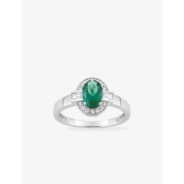 Bague oxyde de ziconium vrt+blanc argent 925 rhodié