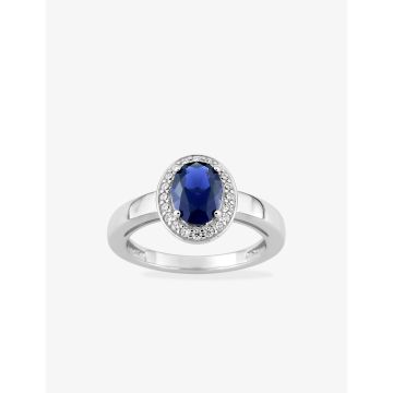 Bague oxyde de ziconium bleu+blanc argent 925 rhodié