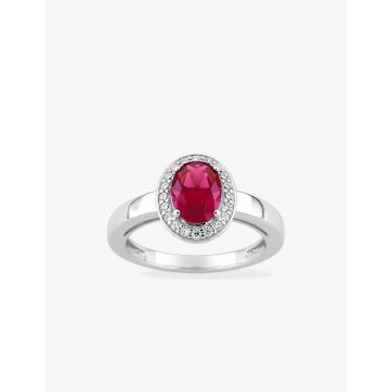 Bague oxyde de ziconium rouge+blanc argent 925 rhodié