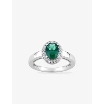 Bague oxyde de ziconium vrt+blanc argent 925 rhodié