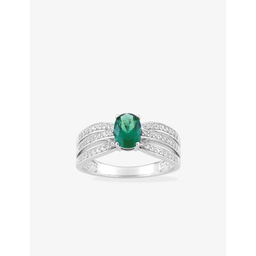 Bague oxyde de ziconium vrt+blanc argent 925 rhodié