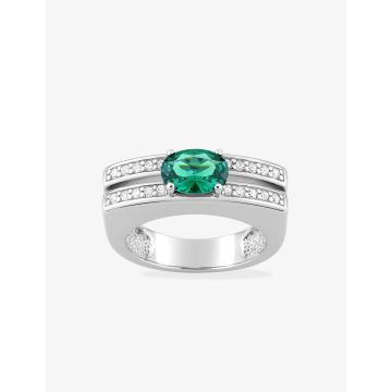 Bague oxyde de ziconium vrt+blanc argent 925 rhodié