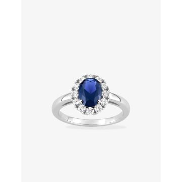 Bague oxyde de ziconium bleu+blanc argent 925 rhodié
