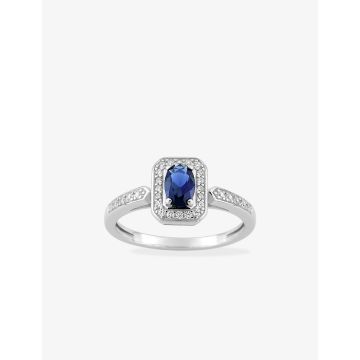 Bague oxyde de ziconium bleu+blanc argent 925 rhodié