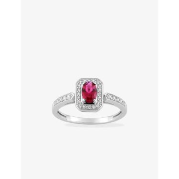 Bague oxyde de ziconium rouge+blanc argent 925 rhodié