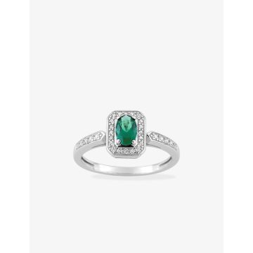 Bague oxyde de ziconium vrt+blanc argent 925 rhodié