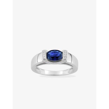 Bague oxyde de ziconium bleu+blanc argent 925 rhodié