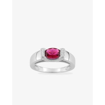 Bague oxyde de ziconium rouge+blanc argent 925 rhodié