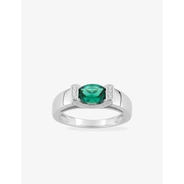 Bague oxyde de ziconium vrt+blanc argent 925 rhodié