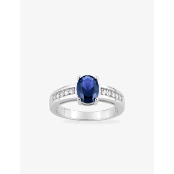 Bague oxyde de ziconium bleu+blanc argent 925 rhodié