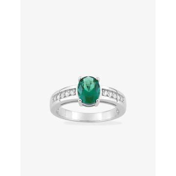 Bague oxyde de ziconium vrt+blanc argent 925 rhodié
