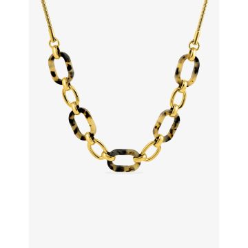 Collier acétate synthétique acier doré