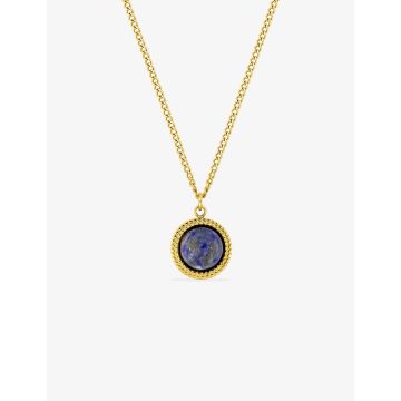 Collier lapis bleu acier doré