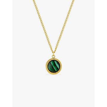 Collier malachite synthétique acier doré