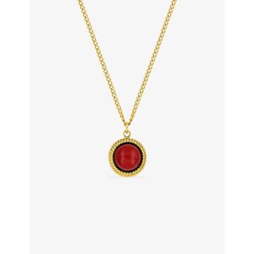 Collier rubis synthétique acier doré