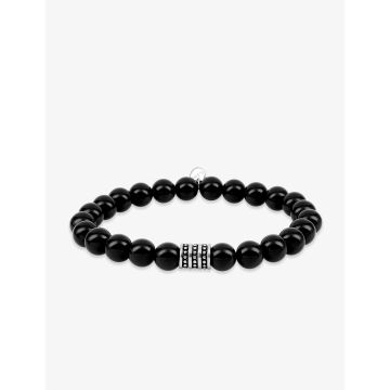 Bracelet agate noir acier