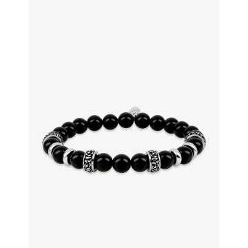 Bracelet agate noir acier