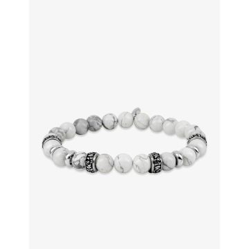 Bracelet agate blanc acier