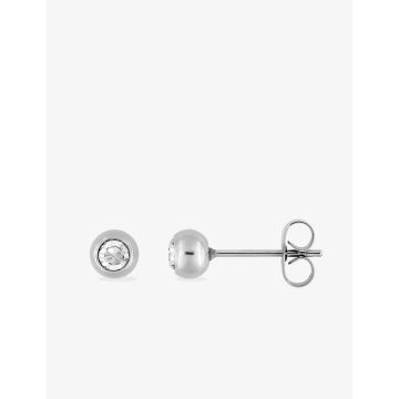 Boucles d'oreilles clou oxyde de ziconium blanc synthétique acier