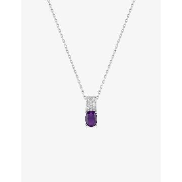 Collier oxyde de ziconium violet argent 925 rhodié