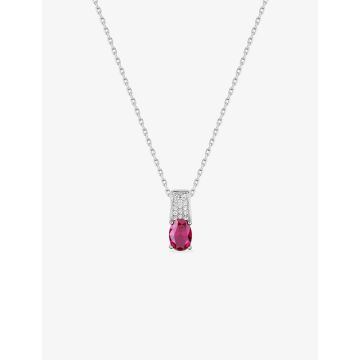 Collier oxyde de ziconium rouge argent 925 rhodié