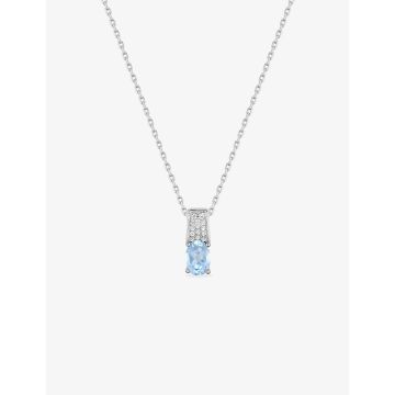 Collier oxyde de ziconium bleu ciel argent 925 rhodié