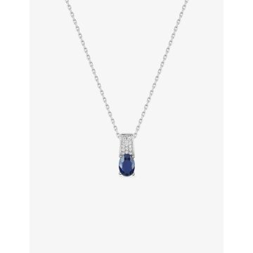 Collier oxyde de ziconium bleu argent 925 rhodié