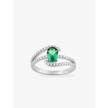 Bague oxyde de ziconium vrt argent 925 rhodié