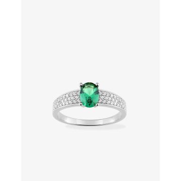 Bague oxyde de ziconium vrt argent 925 rhodié