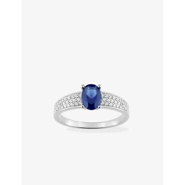 Bague Spinel Bl oxyde de ziconium argent 925 rhodié