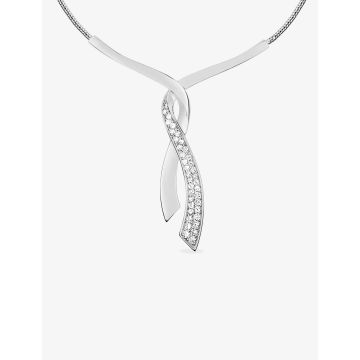 Collier 40+5cm oxyde de ziconium blanc argent 925 rhodié