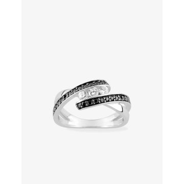 Bague Oxyde De Zirconium Blc+Nr Argent 925 rhodié