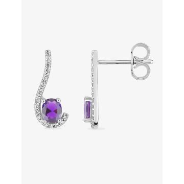 Boucles d'oreilles améthyste synthétique oxyde de ziconium argent 925 rhodié