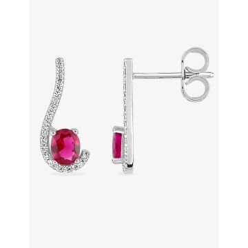 Boucles d'oreilles oxyde de ziconium rouge argent 925 rhodié
