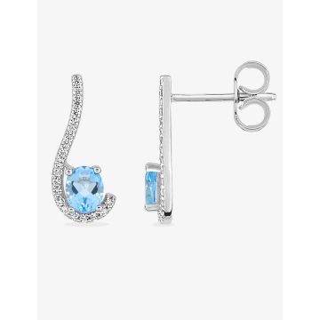 Boucles d'oreilles clou topaze bleu synthétique oxyde de ziconium argent 925 rhodié