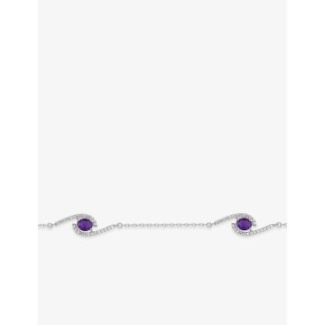 Bracelet améthyste synthétique oxyde de ziconium argent 925 rhodié