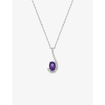 Collier améthyste synthétique oxyde de ziconium argent 925 rhodié