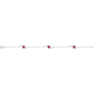 Bracelet oxyde de ziconium rouge argent 925 rhodié