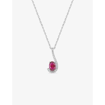 Collier oxyde de ziconium rouge argent 925 rhodié