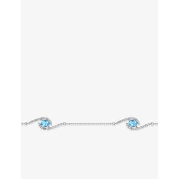 Bracelet topaze bleu synthétique oxyde de ziconium argent 925 rhodié