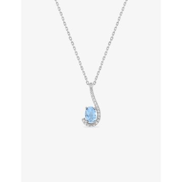 Collier topaze bleu synthétique oxyde de ziconium argent 925 rhodié