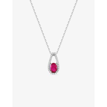Collier oxyde de ziconium rouge argent 925 rhodié