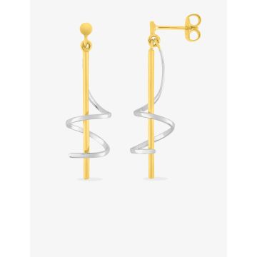 Boucles d'oreilles PENDANT TT METAL bicolore plaqué or