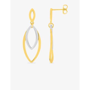 Boucles d'oreilles PENDANT TT METAL bicolore plaqué or