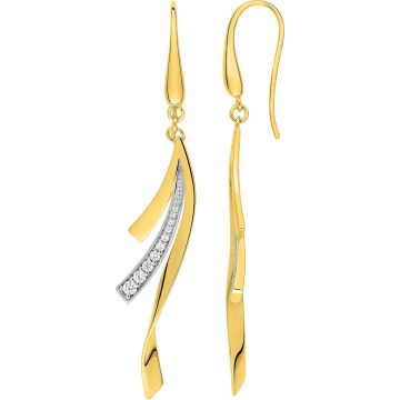 Boucles d'oreilles croch oxyde de ziconium rhodié plaqué or